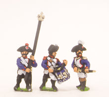 PN62 French: Line Infantry 1793-1806: Command: Officer, Standard Bearer & Drummer in Bicorne, advancing