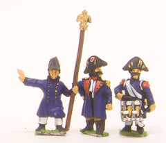 PN9 French: Old Guard: Command: Officers Standard Bearers & Drummers in Greatcoat & Chapeau
