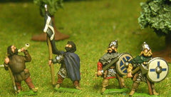 SXA2 Saxon: Command: Two Standard Bearers, three Chieftains, one Hornist on foot