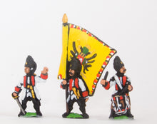 SYA4 Seven Years War Austrian: Command: German Grenadier Officer, Standard Bearer & Drummer
