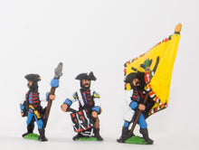 SYA6 Seven Years War Austrian: Command: Hungarian Fusilier Officer, Standard Bearer & Drummer