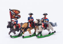 SYF13 Seven Years War French: Command: Dragoon Officer, Standard Bearer & Drummer