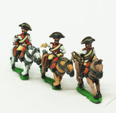 SYF35 Seven Years War French: Heavy Cavalry Officer, Standard Bearer & Trumpeter