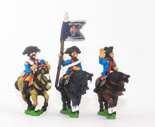 SYP18 Seven Years War Prussian: Command: Dragoon Officer, Standard Bearer & Trumpeter