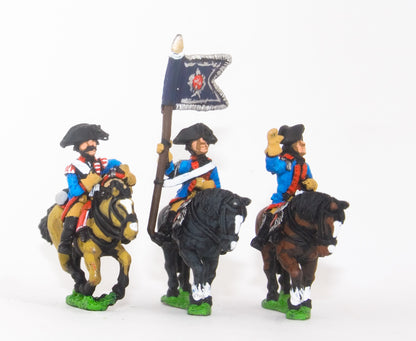 SYP18 Seven Years War Prussian: Command: Dragoon Officer, Standard Bearer & Trumpeter