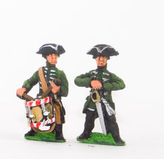 SYP27 Seven Years War Prussian: Command: Musketeer Officers & Drummers