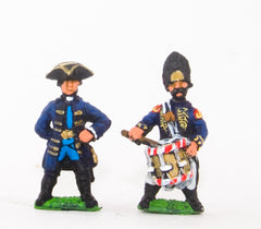 SYP33 Seven Years War Prussian: Command: Officers & Drummers (schony)