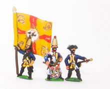 SYP9 Seven Years War Prussian: Command: Grenadier Officer, Standard Bearer & Drummer
