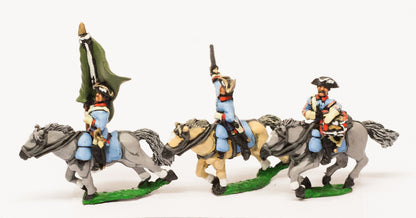 SYRU11 Seven Years War Russian: Command: Dragoon Officer, Standard Bearer & Drummer