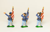 UN7 Union Infantry: Assorted Sergeant Standard Bearers holding furled Standard, at ease, in Sack Coat