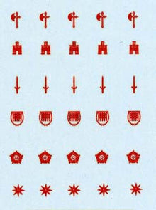 VVV M15 Objects: Axe, Castle, Sword, Portcullis, Rose & Star.