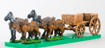 WAG3 Open Wagon with doorway/opening and 4 horses